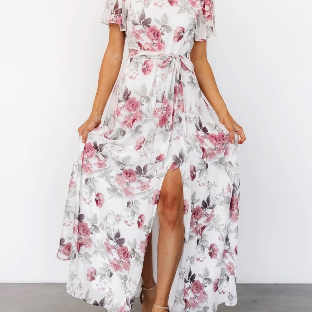 Baltic Born Floral White and Pink Maxi Dress